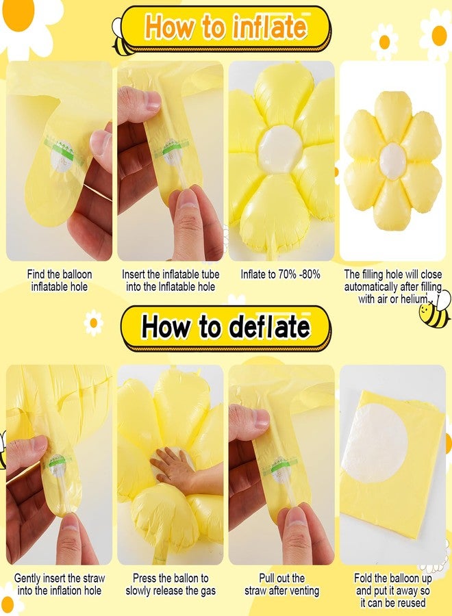 VinTS 140 Pcs Bee Balloons Garland Kit,Yellow Black White Balloons with Bee Stickers Gold Confetti Daisy Foil Balloons for Honey Bee Birthday Baby Shower Spring Theme Party Decoration - Image 5